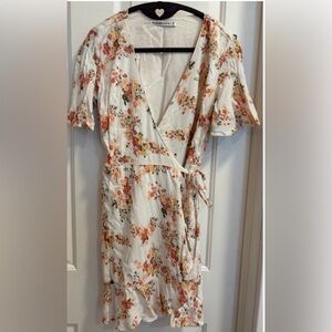 Abercrombie & Fitch Floral Wrap Dress Medium Ruffle Hem Boho Mini